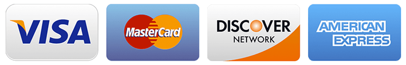 Accepted payment methods: Visa, MasterCard, Discover, and American Express